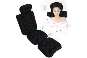 VBESTLIFE Cuscino da Bagno per Tutto il Corpo per Vasca da Bagno, Cuscino per Vasca Spesso con Forti Ventose, Cuscino per Vasca di Lusso per Vasca da Bagno, per Poggiatesta, Collo e (BLACK)