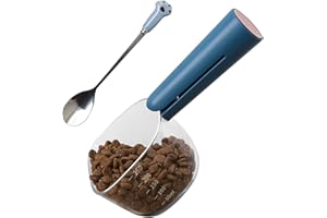 EQLEF Cuchara Medidora para Alimentos Mascotas con Clip para Secos de 120g, Pala para Enlatados de Mascotas, Cuchara para Perros y Gatos, Escala 250ml