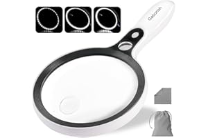 ‎GABORISH Große Lupe mit 37 LED-Licht, 10X 20X 45X Leselupe Handlupe mit 3 Lichtmodi, Aufbewahrungstasche, Reinigungstuch für Senioren, zum Lesen von Münzen, Inspektion, Hobbies