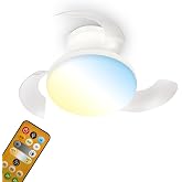 BRILONER - Ceiling Fan with LED Light, Remote Control, Silent DC Motor with 3 Speeds, CCT and Dimmable Light, Retractable Bla