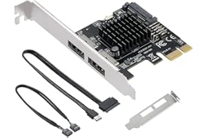 YBBOTT 1X auf 2-Port ESATA Power Erweiterungskarte, 6Gbps eSATA Controller, SATA 3.0 HDD Unterstützung für Windows 8/10/11/Ubuntu (ASM1061)