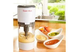 SWEET ALICE - Appareil Mayonnaise Minute - Compact - HomeMade Mayonnaise - Mayonnaise Express Fait Maison - Mayonnaise Maker - Mélangeur/émulsionneur - inratable - Livré avec 20 recettes - Blanc