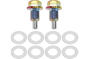 BE IN YOUR MIND 2 szt. korek spustowy oleju M12 x 1,25, wielokolorowy aluminiowy magnetyczny korek spustowy oleju śruba nakrętki spustowej z uszczelką śrubową kompatybilna z Toyotą