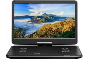 Yoton 17.5" Portable DVD Player with 15.6" HD Swivel Screen for Car and Kids, 4-6 Hours Working Time with Built-in Battery, Dual Stereo Speakers, USB/SD/AV/Audio Support [Not Support Blu-Ray]