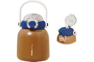 GJV Isolerad Vattenflaska Med Sugrör 480 ml - BPA-fri Rostfritt Stål Med Handtag och Stor Magkopp för Pojkar Flickor (Kaffe)