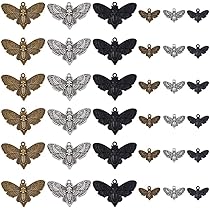 40 Ciondoli Gotici In Argento Antico - 10 Stili (Teschio, Luna, Serpente) Per Gioielli Fai Da Te - Foto 9