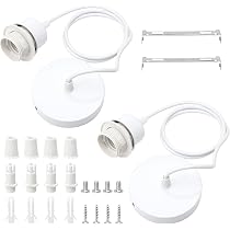 CILIA Portalampada da Plafoniera E27/E26 a Vite, Porta Lampada da Soffitto, Montaggio, Rapido con Base in Plastica, 110V-250V, 4A, Per Soggiorno/ Corridoio/Cucina/Garage (2 Pezzi-Bianco