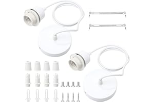TNSLAND 2 Piezas Portalamparas E27 Techo Blanco, Cable de Lámpara de 100 Cm, Casquillos para Bombillas, Compatible Casquillo E27 para Cocina, Salón, Comedor