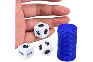 Onlynery Funny Left Right Center Dice Game | Innovative Left Right Center Game | with 3 Dices and 24 Random Color Chips for Family Nights, Friends Gatherings