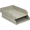 Bigso Box of Sweden Set of 2 Letter Tray Boxes for the Office - Stackable Desk Storage Box for Papers, Documents etc - Two-Tier Fibreboard Filing and Storage Box System - Beige