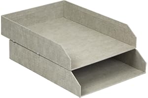 BIGSO BOX OF SWEDEN HAKAN zestaw 2 półek na listy na biurko – półki na listy, dokumenty itp., system porządkowania z płyty pilśniowej z papierem o wyglądzie lnu, kolor beżowy