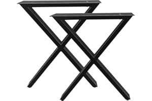 ‎JAHOF Jahof Tischbeine Metall Schwarz 70 cm, X-Form Tischgestell Verstellbar, Heavy Duty Industrielle Tischkufen für Esstisch, Schreibtisch, 2 Stück (H70 x B50 cm)