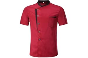 WEITING Camicia Uniforme da Cuoco Unisex da Cucina per Ristorante, Giacca da Cuoco a Maniche Corte/Lunghe, Abiti da Lavoro-Manica Corta_a-L