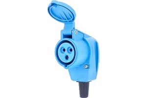 as - Schwabe - CEE Winkelkupplung - Camping Kupplung - 230 V, 16 A, 3-polig - mit Klappdeckel - IP44 fremdkörper- und spritzwassergeschützt - zur Verwendung im Außenbereich geeignet - blau, 60475