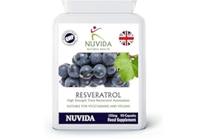 NUVIDA NATURAL HEALTH Nuvida Resveratrol Capsules - 90 High Strength Trans-Resveratrol Targeted Release Capsules - Premium Antioxident Supplement