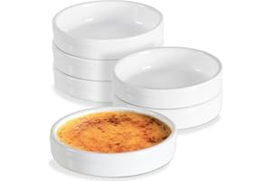 ONEMORE 6 Pirottini da Forno, 11,4 cm, 118 ml Stampo per dolci rotondi in porcellana, Mini stampi per soufflé, Rameins per Creme Brulee, Muffins Quiches, Torte