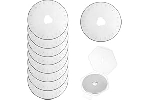 QWORK® 10 Pezzi Lame Rotanti da 45 mm per Taglierina Rotante, in Acciaio SK-5, con Foro di Fiore di Pruno