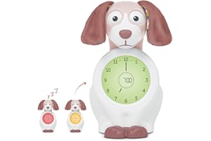 ZAZU Davy The Dog Clock - Horloge d'entraînement au Sommeil et veilleuse pour Enfants | réveil Lumineux | Aidez Votre Enfant à Apprendre Quand se réveiller | Luminosité réglable | Arrêt Automatique