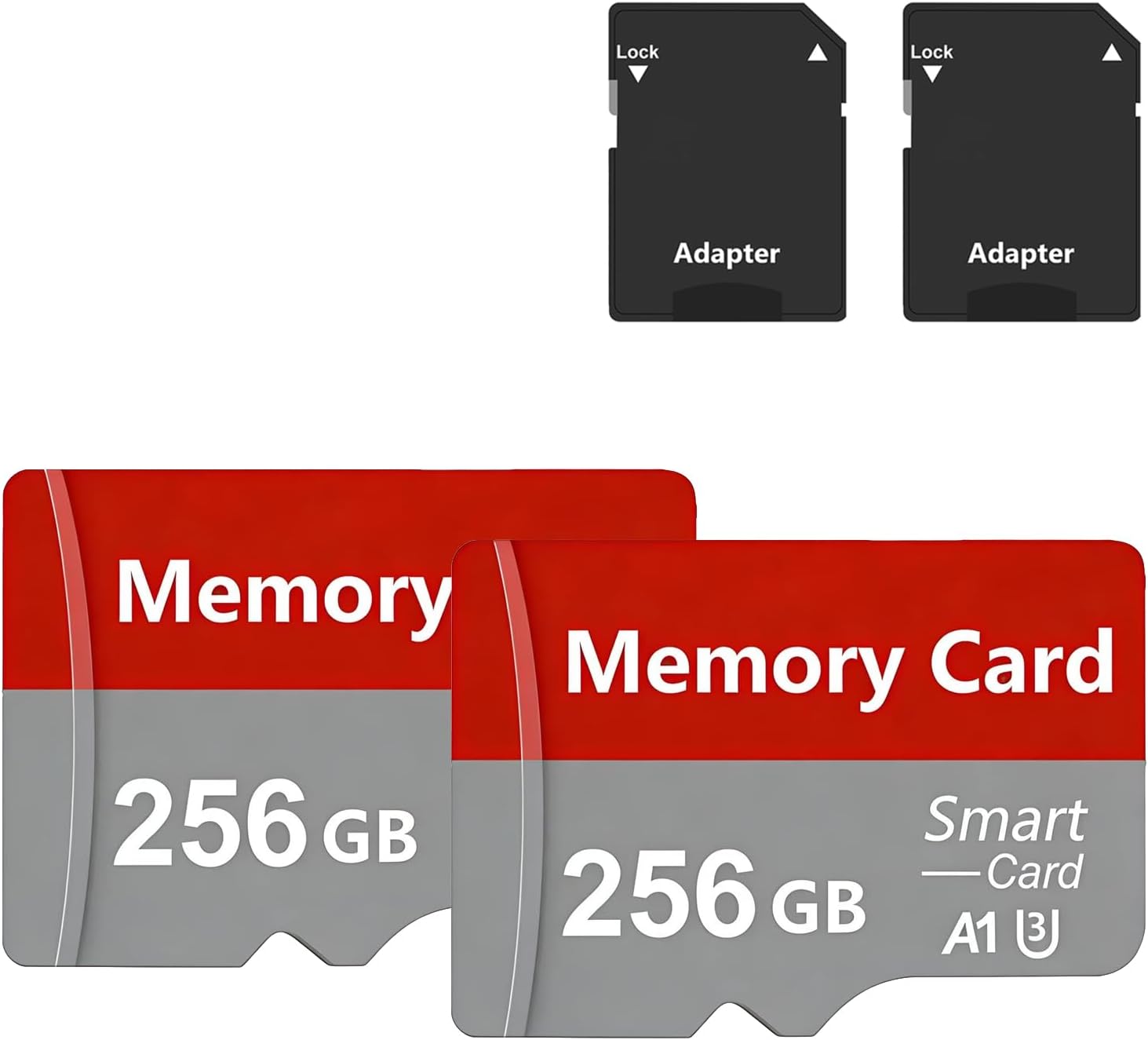 2Pack Tarjeta De Memoria 256GB con Adaptador SD,Tarjeta De Memoria De Alta Velocidad, Tarjeta TF para Tablet, Móvil, Dron, Cámara de salpicadero, Cámara (2Pack-256GB)