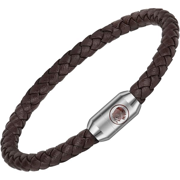 Bracelet Homme Cuir Et Fibres Naturelles - Marque LUZ Italy - Réglable - Couleur Testa Di Moro