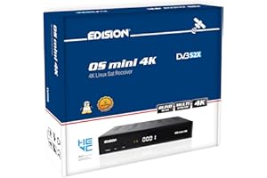 EDISION OS Mini 4K S2X - Linux E2 SAT Receiver H.265/HEVC (1x DVB-S2X, Multistream, Blind Scan, 4K 2160p, 2X USB, HDMI, LAN, Fernbedienung 2in1, Kartenleser) [vorprogrammiert für Astra Hotbrid ]