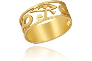 SIPURIS Bague égyptienne œil d'Horus - Croix égyptienne Ankh - Bague rotative pour homme - En acier inoxydable - Soulage le stress - Mariage pour femme - Couple - Promesse