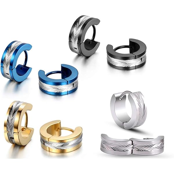 Mianova Creolen Edelstahl - 13mm Klappcreolen Schwarz/Silber Unisex