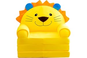 Momolaa Juego de cojines plegables de felpa para niños, respaldo 2 en 1, sofá plegable para niños, sofá de dibujos animados, sofá cama plegable para cojín de gel (A-B, talla única)