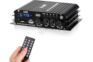 OKANEMOQI 4.1-Kanal Verstärker, 1600W Mini hifi Verstärker, Bluetooth 5.0 für Heimlautsprecher 40W x 4 + Active Subwoofer von 110-240V bis 12V mit USB TF Steckplatz MP3 Player mit Fernbedienung