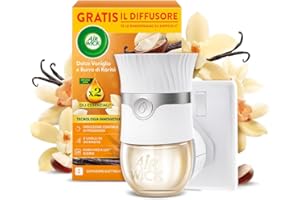 AIRWICK Air Wick Diffusore Elettrico di Oli Essenziali, 1 Diffusore completo gadget, 1 Ricarica per Diffusore Elettrico, Fragranza Dolce Vaniglia e Burro di Karitè