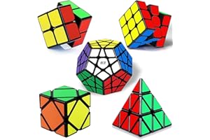 ROXENDA Cubos de Velocidad, Speed Cube Set de 2x2 3x3 Pirámide Dodecaedro Skew Cube, Torneado Fácil y Juego Suave Magic Cube Colección de Rompecabezas