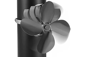 Trongle Kaminventilator, Ofenventilator Ohne Strom mit 4 Blättern, Leiser Kamin für Kamin/Ofen/Holz/Ofenrohr, umweltfreundlich und energiesparend, Ofenventilator Rohr mit 1 Ersatzring