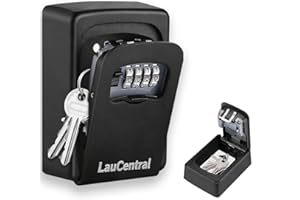 LauCentral Key Safe Wall Mounted, 4 Digit Combination Key Lock Box Outdoor, Strong Zinc&Aluminium Alloy Weather Resistant Construction for Share and Secure Keys for Homestay Garage Office Industries