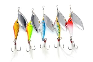 N\A 5 Pcs Fishing Lures Spinners Set Hard Plastic Body Artificial Minnow Baits for Trout Bass Pike Perch Lures