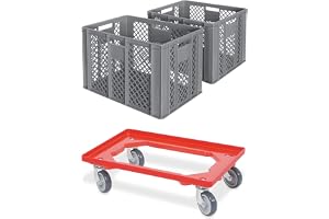 BRB 2 x eurobehållare/bagarlåda, LxBxH 600 x 400 x 410 mm inkl. transportvagn
