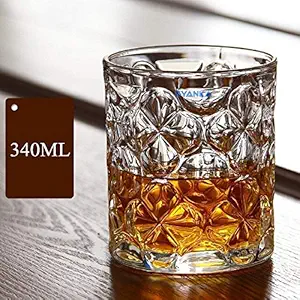 Syanka Classic Old Fashioned Whiskey Glasses Set of 6, Clear, 340 ml, Whisky Glass