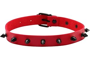 Eigso Retro Vintage Punk Choker Necklace Collar with Rivet Studded Spiked Clasp Adjustable for Women