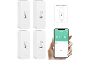 AILAO 4 pezzi Termometro Wi-Fi Igrometro Tuya Smart Sensore di temperatura con APP Igrometro da interno Supporto Alexa.