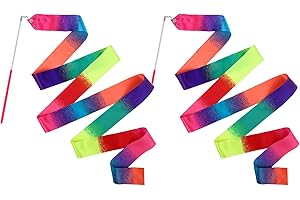 Mr Rex 2PCS Dance Wands Ribbon Streamers for Boys Girls Toddler Gymnastics, Kids Worship Praise Dance, Pretend Play, Ribbon Twirling, Talent Show, Outdoor Garden Toys