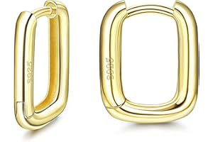 Adramata 925 Cercle Boucles Doreilles Huggie en Argent pour Femme Plaqué or 18 carats Petites Boucles D'oreilles en forme de U Huggie Boucles D'oreilles en or Blanc et or Jaune