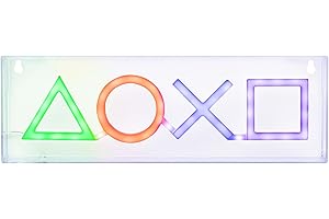 PALADONE PlayStation Icons LED Neon Light - Producto oficial, luz LED decorativa montable en pared o de pie, accesorios para sala de juegos para gamers