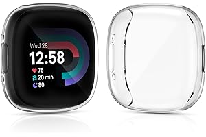 KIMILAR (2 Pack Screen Protector compatible with Fitbit Versa 4, Fitbit Sense 2, Soft TPU Full Coverage Screen Cover Case compatible with Fitbit Sense 2, Fitbit Versa 4 Smartwatch