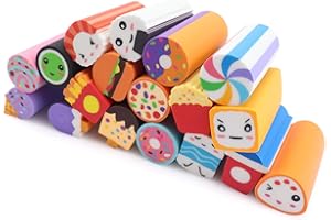 Terdey Kawaii Childrens Cute Erasers, 18 Pcs of Sweet Skin Sushi Shaped Erasers, Pencil Erasers, Rubber Cuttable Eraser, School Office Stationery, Childrens Gift Prizes