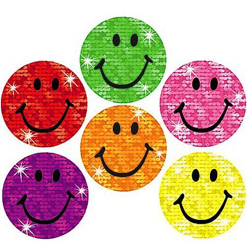 German Trendseller® – 200 Glitzer Sticker Smile ┃ – Smiley Glitzer Sticker – ┃ Smile Regenbogen – Glitzer – Sticker – Set ┃ Lehrer Sticker ┃ Happy Face ┃ Sticker Set für Kinder - 2