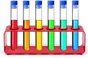 COSYSPARKS 7 szt. plastikowych probówek dla dzieci, plastikowe rurki ze stojakiem dla dzieci sprzęt naukowy dzieci zabawa w wodzie zabawka edukacyjna domowe zestawy naukowe dla chłopców i dziewcząt