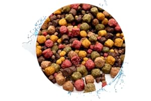 WARNICK´S TIERFUTTERSERVICE Warnick's Koifutter 10-Sorten-Mix mit Spirulina - 15 L, 3-6 mm - Fischfutter für Koi & Zierfrische - schwimmend & sinkend, gut verdaulich