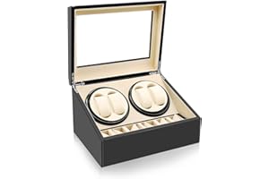 BelonLink Remontoir à Montres Automatiques, Vitrine de Rangement de Boîte de Montre, Boite a Montre pour 4 Montres + 6 Stockage, Watch Winders avec Moteur Silencieux pour Hommes Femmes (L)