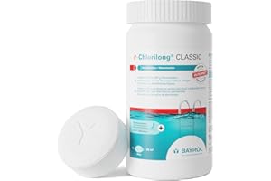 BAYROL e-Chlorilong Classic 1 kg - Galets de Chlore Lent 200 g - 92% de Substance Active - pour Tous Types de filtres - Formule Silk Effect - désinfection permanente