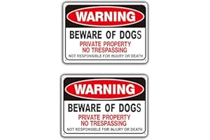 MONQUEEN Beware of Dog Signs for Fence, No Trespassing Signs Private Property, Rust Free Metal, UV Protected, Fade Resistant, Reflective, Weatherproof Warning Dog Sign for Gate, Fence Door and Outdoor (2 Pack)
