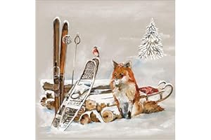 CraftyThings 4 x Paper Napkins - Fox and Bird - Ideal for Decoupage/Napkin Art